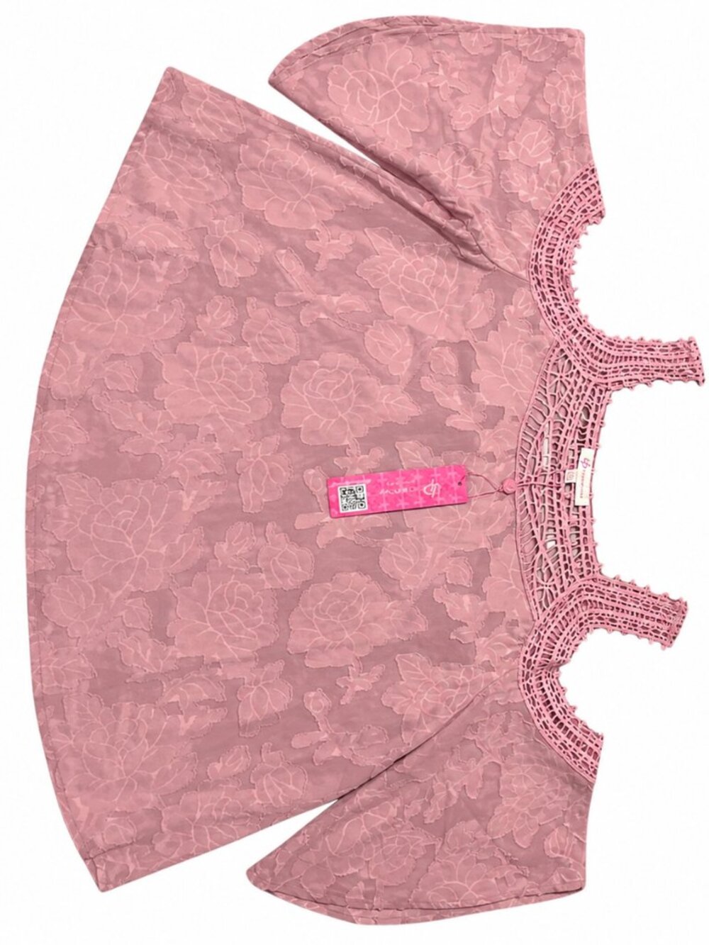 Pink Off Shoulder Lace Blouse Boho Flowy Top Size L NWT - Picture 2 of 4